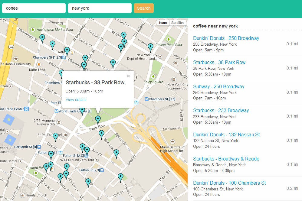 Localmint shows you opening hours plotted on a map